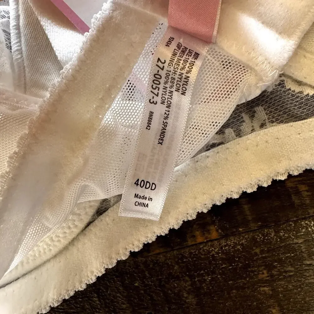 Comfort Choice Easy Enhancer Cream & White‎ Full Coverage Bra 40DD NEW